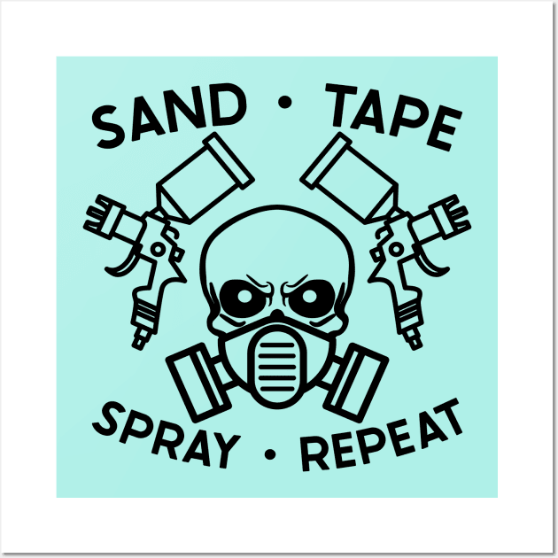 Sand Tape Spray Repeat Auto Body Mechanic Painter Garage Funny Wall Art by GlimmerDesigns